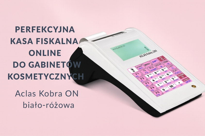 Kasa fiskalna Aclas Kobra ON biało-różowa w salonie kosmetycznym