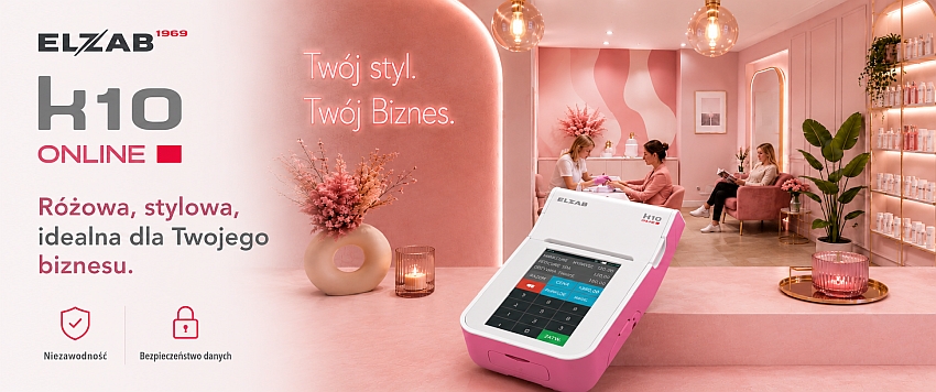 ELZAB K10 Online BT WiFi EX różowo-biała kasa fiskalna
