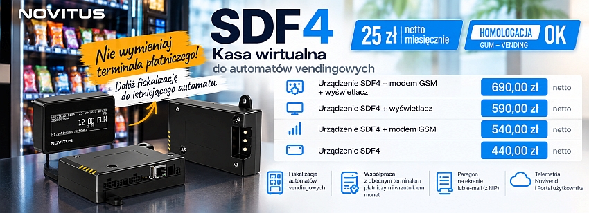 Kasa wirtualna Novitus SDF-4 do automatu vendingowego